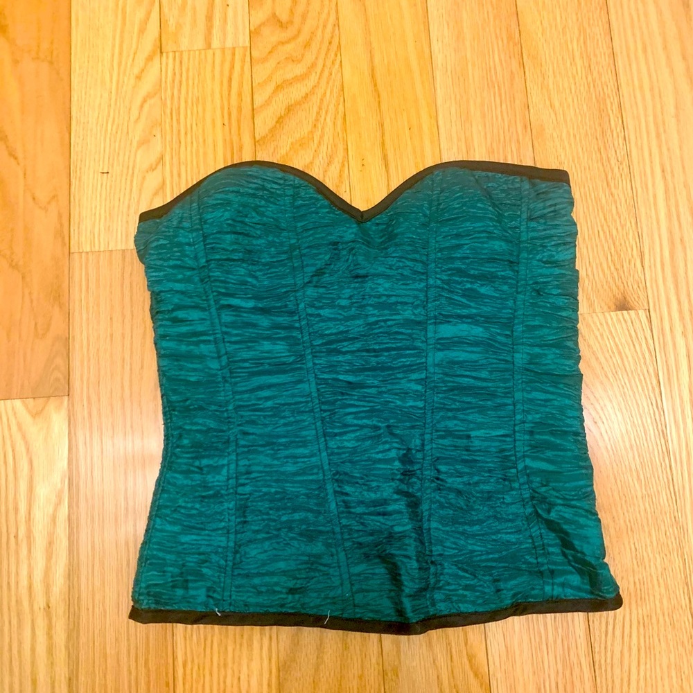 Green Corset Zipper Top